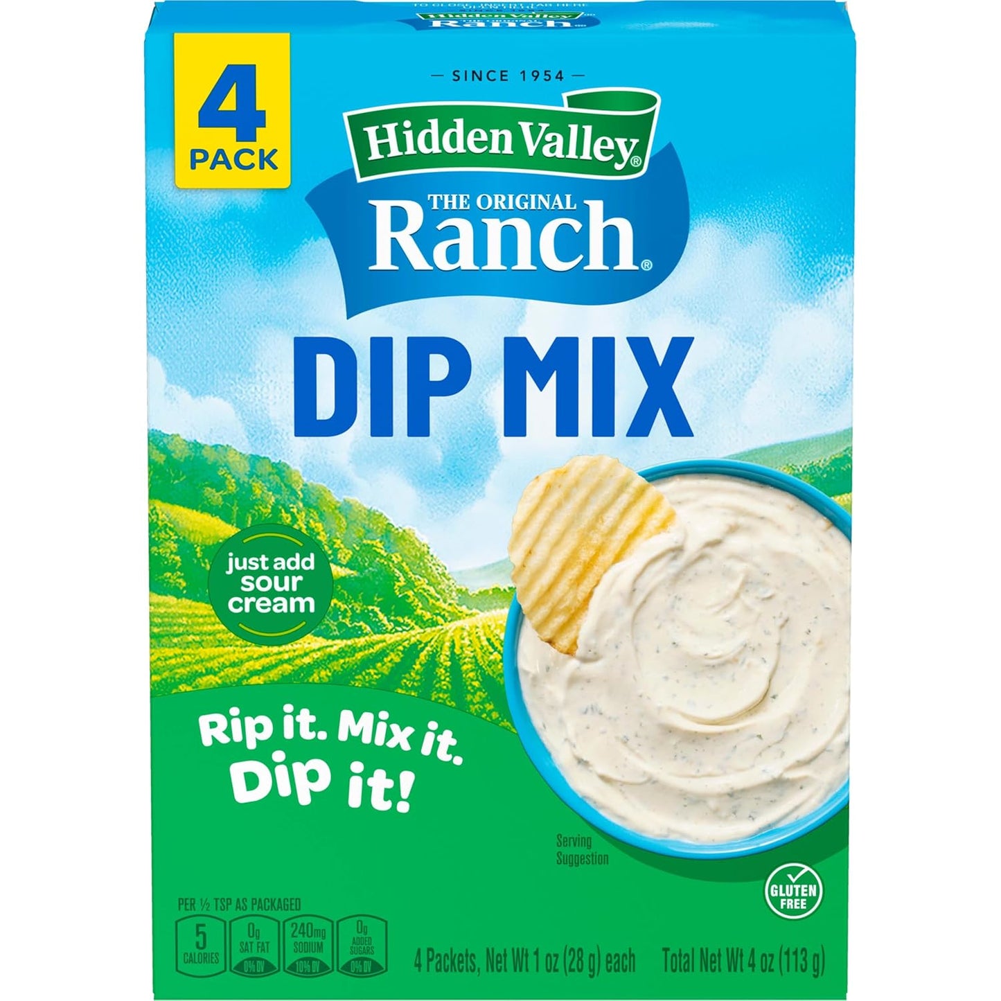 Hidden Valley Original Ranch Dip Mix, 1 Ounce Each, 4 Count (Package May Vary)