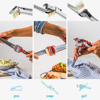 Dreamfarm Garject Lite 2-In-1 Garlic Peeler, Garlic Press & Mincer with Garlic Peel Ejector, Nylon - Red