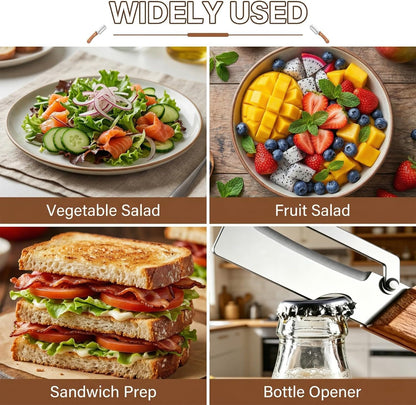 MultiFunctional Vegetable Peeler for Kitchen, Vegetable Peeler with Wooden Handle and Bottle Opener, 2-in-1 Stainless Steel Kitchen Peelers for Fruit Veggie Apple Potato Pumpkin Papaya(1PCS)