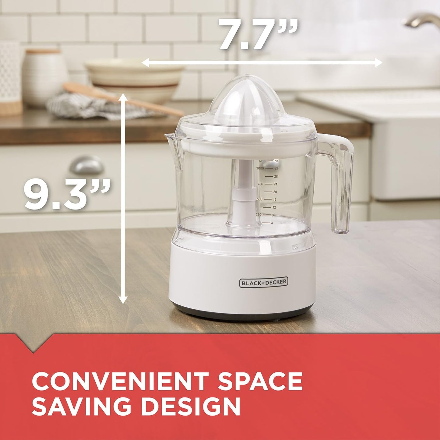 BLACK+DECKER 32oz Electric Citrus Juicer, CJ625, Pressure Activated, Adjustable Pulp Control, Dishwasher-Safe