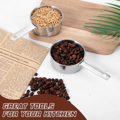 2 Pcs 1/8 Cup (30ml, 1oz) Measuring Cup, Stainless Steel Measuring Scoop Coffee Scoops Small Metal Measure Cups Tablespoon for Wet and Dry Ingredients, Metric and US Measurement, Dishwasher Safe