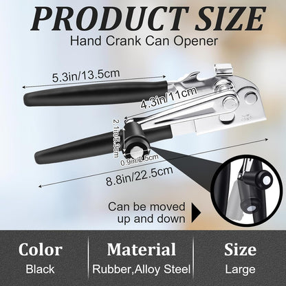 Commercial Can Opener Manual, RICKUNCL Heavy Duty Can opener with Magnet, Stainless Steel Handheld Can Opener with Folding Easy Crank Handle Oversized Knob for Big Cans and All Size Cans