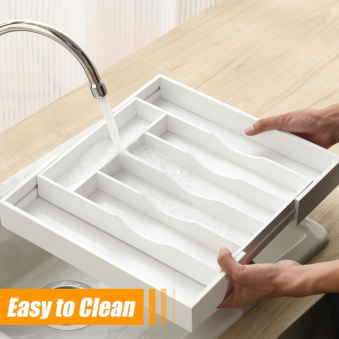 Bellsal Silverware Organizer Kitchen Drawer Organizer Expandable Bamboo Utensil Holder Cutlery Tray for Kitchen Utensil and Flatware Bedroom Office