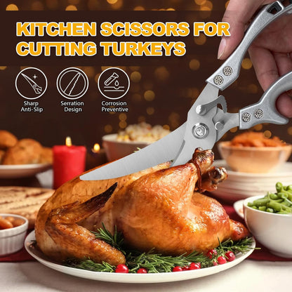 Herb Scissors, Shallot Scissors, Multipurpose 5 Blade Kitchen Herb Shears, Herb Cutter with Safety Cover and Cleaning Comb for Chopping Shallot Basil Chive Parsley