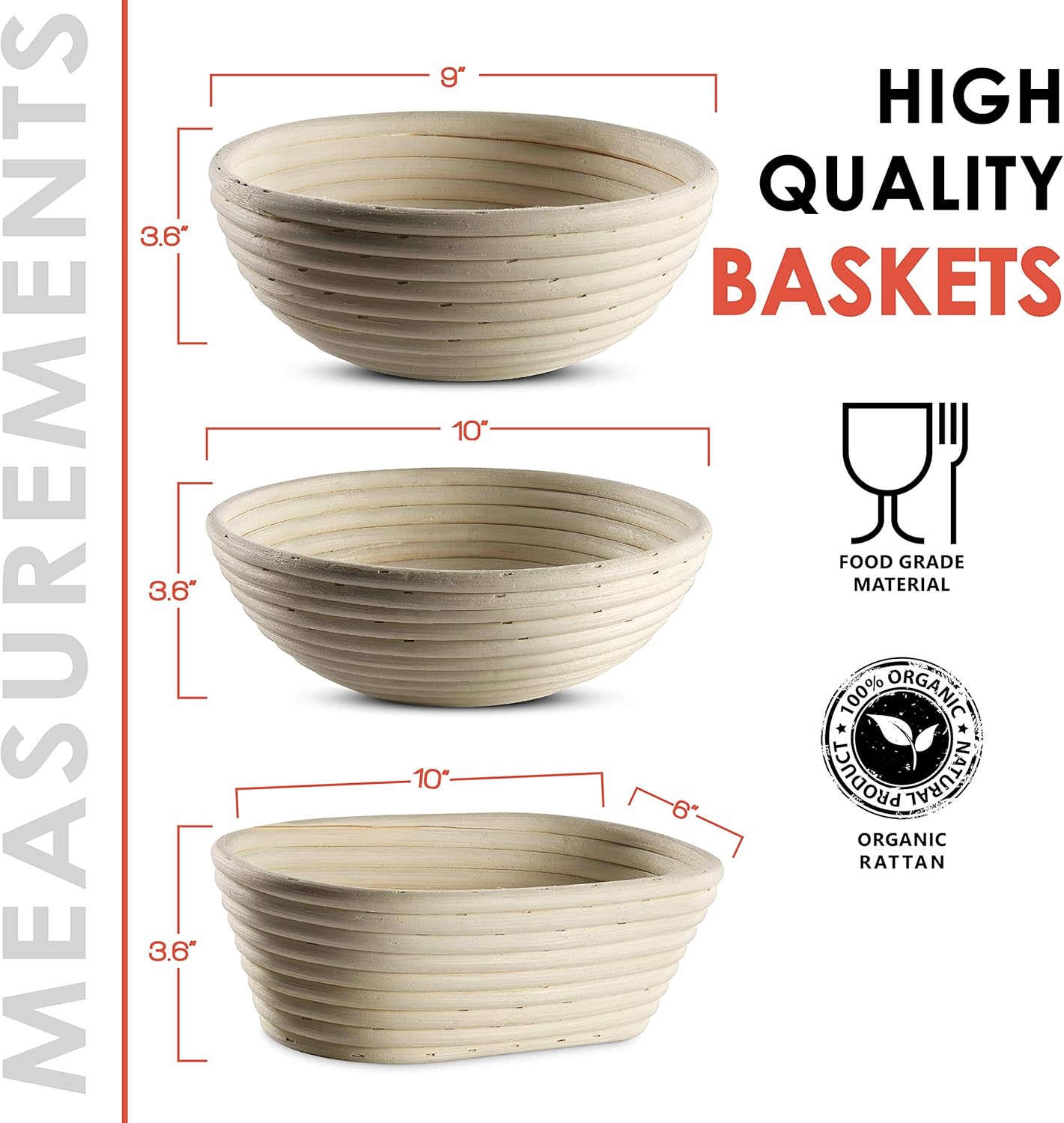 Swice Bread Proofing Basket, Round 9-Inch Banneton Sourdough Starter Kit with Lame, Dough Scraper, Linen Liner, and Basting Brush, Complete Bread Making Supplies and Tools