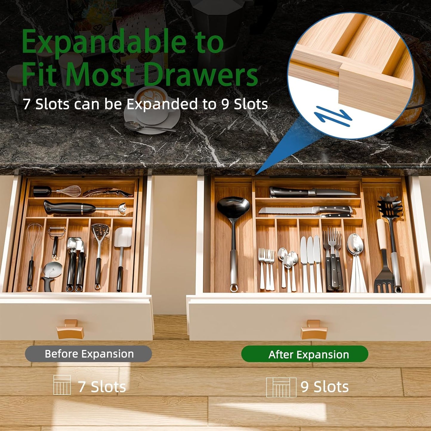 Simple Trending Silverware Drawer Organizer, 8 Pack Utensil Organizer for Kitchen Drawers, Metal Storage for Spoons Forks Knives (12.2 * 3.2 * 2.1 Inches, Black)