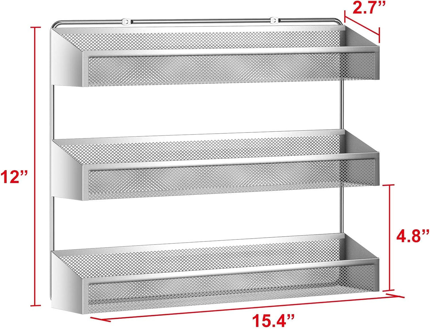 Auledio 2 Pack Spice Rack Organizer, 3 Tier Counter-top Stand or Wall Mounted Storage Rack Hanging Shelf for Kitchen Cabinet, Cupboard, Pantry Door or Bathroom Shower Cosmetic - Chrome
