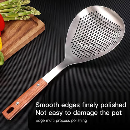 IMEEA 15-Inch Large Skimmer Ladle SUS304 Stainless Steel Slotted Spoon for Cooking Deep Frying Metal Fryer Scoop Spider Strainer