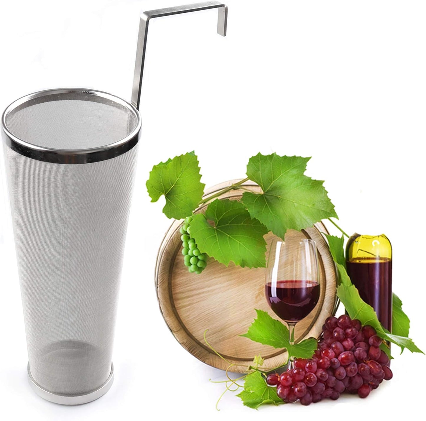 Brewing Hopper Spider Strainer, ProMaker Stainless Steel 1 Gallon 300 Micron Mesh Cartridge Hop Spider Beer Hops Filter Homebrew Hops Beer Tea Kettle Brew Filter (5.3 X 16 Inch)