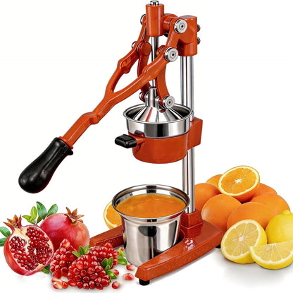 Commercial Heavy Duty Cast Iron Hand Press Manual Orange Citrus Lemon Lime Grapefruit Pomegranate Fruit Juice Squeezer Machine with Stainless Steel Cup