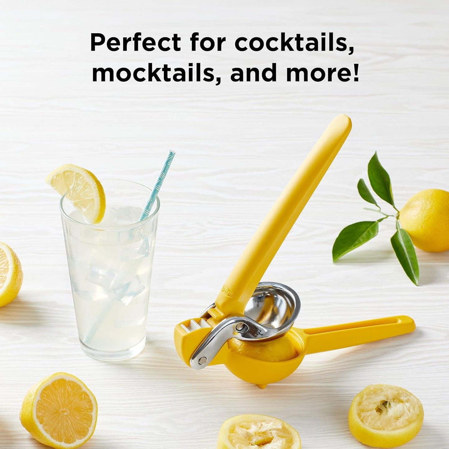 Chef'n FreshForce Lemon Squeezer Citrus Juicer, Manual Hand Press with Dual-Gear Power for Maximum Juice Extraction, Durable, Lime Green
