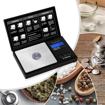 Fuzion Digital Pocket Gram Scale 1000g/0.1g, Small Digital Scales Grams Ounces Grains, Herb Scale, Jewelry Scale, Portable Travel Food Scale