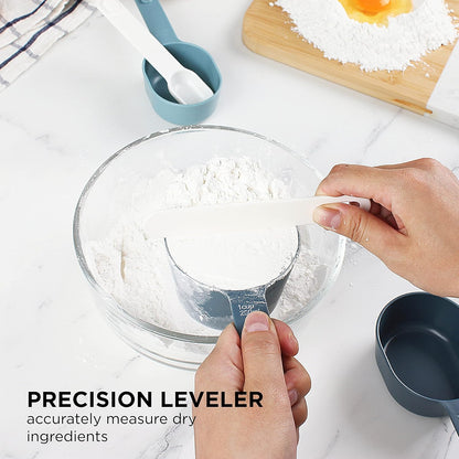 COOK WITH COLOR Measuring Cup Set - 9 PC. Nesting Stackable Liquid Measure Cup, Dry Measuring Cups and Spoons with Funnel and Scraper (Pastel)