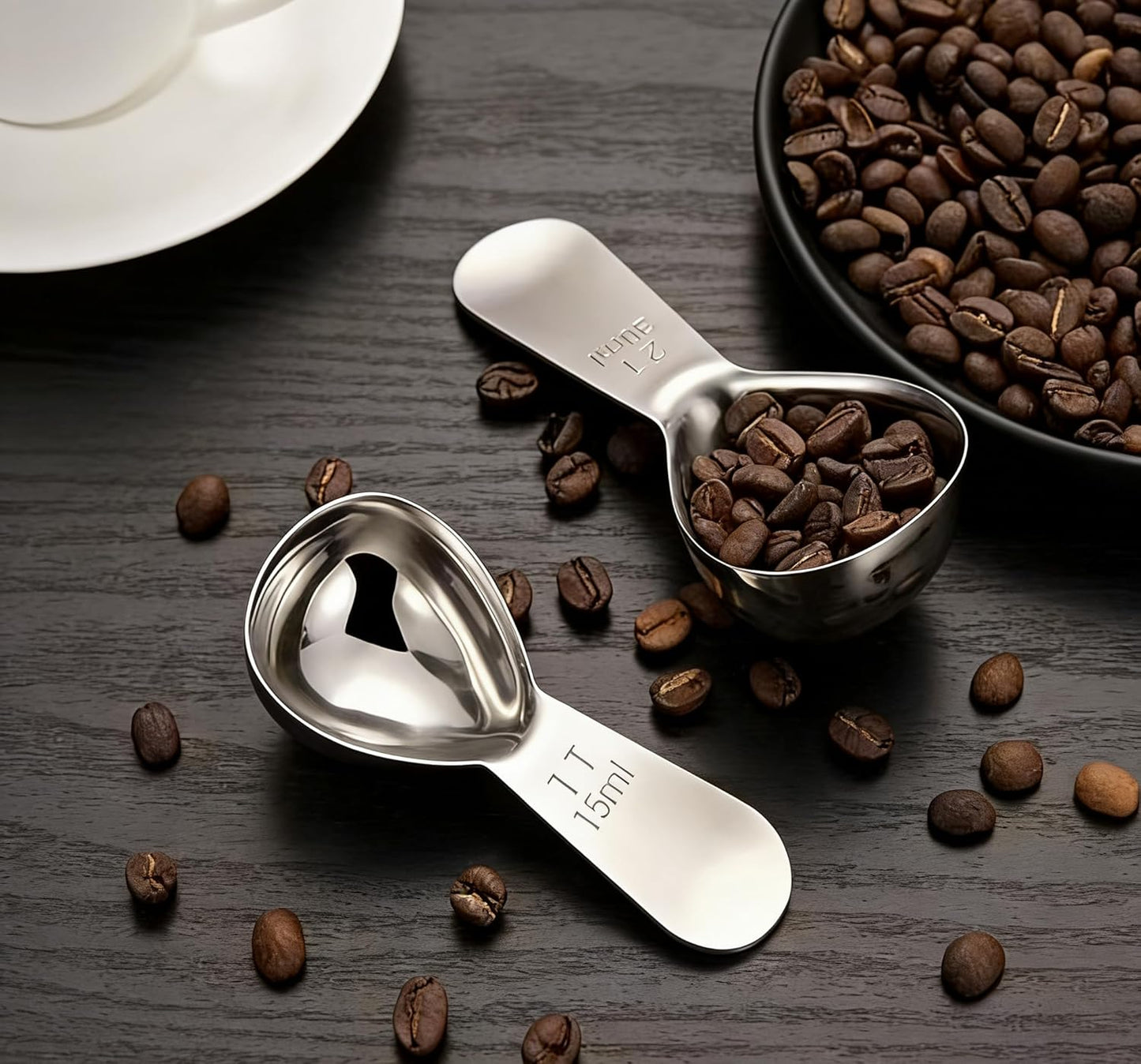 4-Pack Coffee Scoop – 1 Tablespoon (15ml) Stainless Steel Measuring Spoons, Compact Short Handle for Ground Coffee, Tea, and Powder