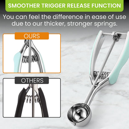 Spring Chef Large #20 Stainless Steel Cookie Scoop for Baking - Melon Baller - Multifunctional 2.93 Tbsp Cookie Scooper with Trigger Release for Ice Cream, Meatball, Cupcake, Muffin - Mint