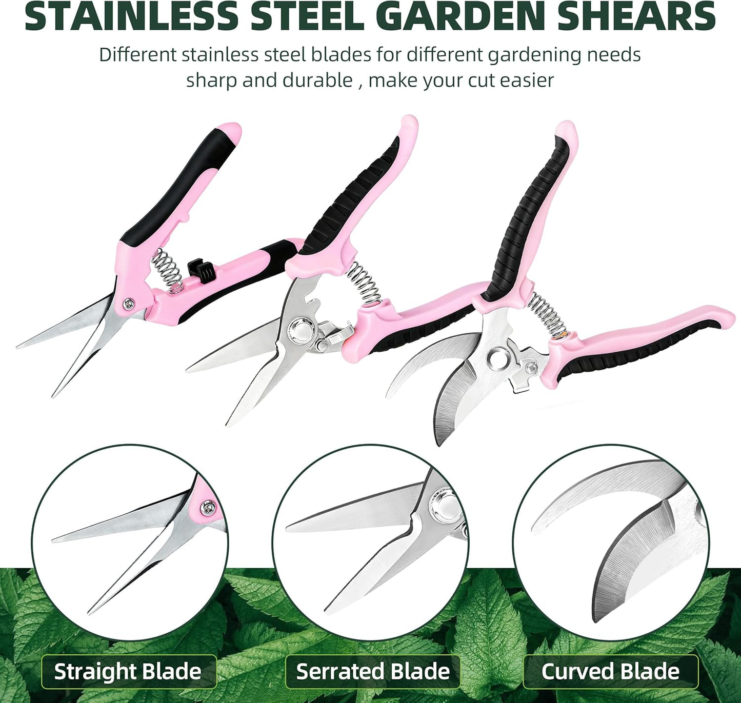 EWPJDK 3 Pack Garden Pruning Shears, Stainless Steel Shears, Gardening Shears, Scissors, Garden Clippers, Pruning Snips, Pruning Shears for Gardening Tools