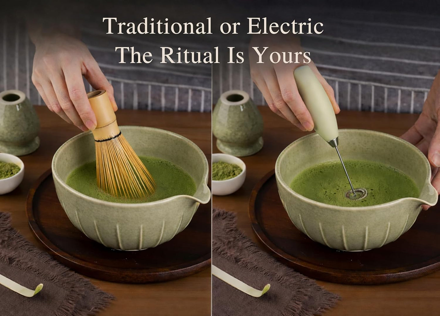 Matcha Whisk Set with Matcha Bowl - Matcha Set Included Electric Frother, Bamboo Whisk, Matcha Spoon, Bamboo Holder, Sifter, Spoon Stand (Blossom Pink)