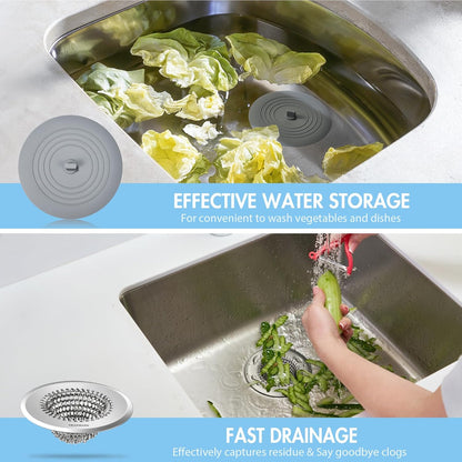 TRAPMATE Kitchen Sink Drain Strainer, Reversible Chain Mesh Sink Strainer, 304 Stainless Steel Anti-Clogging & Easy Clean Sink Strainer Basket, Fits US Standard Kitchen Sink Drains, Dishwasher Safe