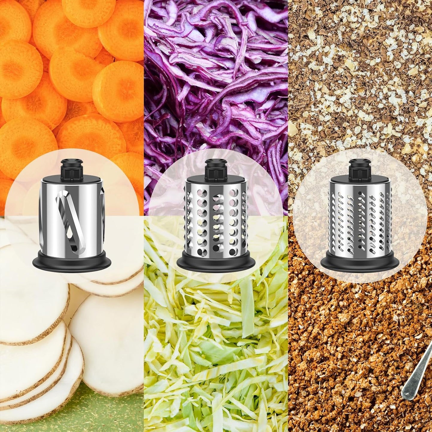 Cofun Slicer Shredder Attachment for Kitchenaid Stand Mixer, Cheese Grater Attachment, Food Slicer Salad Maker for Kitchen aid Mixer Accessories and Attachments with 3 Blades