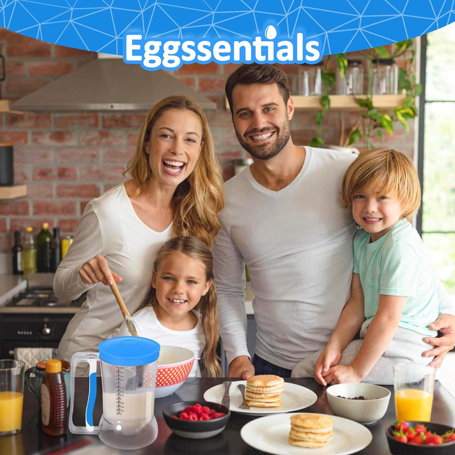Eggssentials - Pancake Batter Dispenser with 5-Cup Capacity - Waffle Batter Dispenser for Pancakes, Cupcakes & Crepes, Easy-Squeeze Handle, Dishwasher Safe - Black Pancake Dispenser