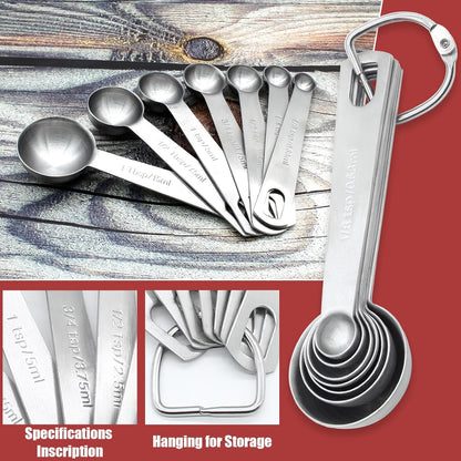 Luomorgo 4 Pc Set Measuring Spoons - Stainless Steel, 1/64, 1/32, 1/16, 1/8 tsp for Dry & Liquid Ingredients