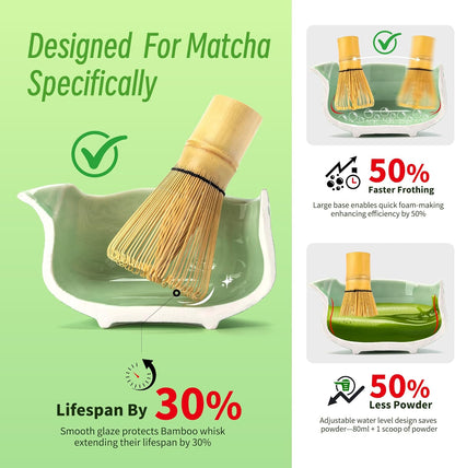 TEANAGOO Matcha Whisk Set,7 Pcs Matcha Start Set Lt.Grey,Matcha Kit for Ceremony,Matcha Tea Set with Whisk and Bowl with All Accessories,Gift for Friend/Family