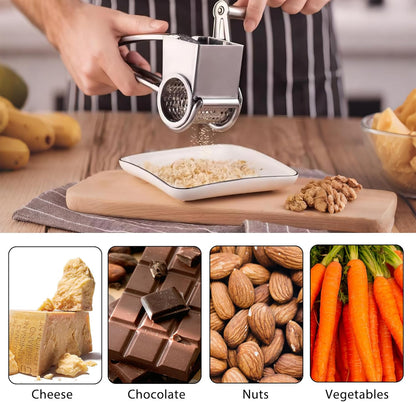 Cheese Grater, Stainless Steel Rotary Cheese Graters Shredder Handheld, Kitchen Grater for Cheese Ginger Vegetables