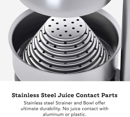 Tribest Pro MJP-100 Professional Manual Cold Press Juicer Machine for Orange, Lemon, and other Citrus Fruits, Gray