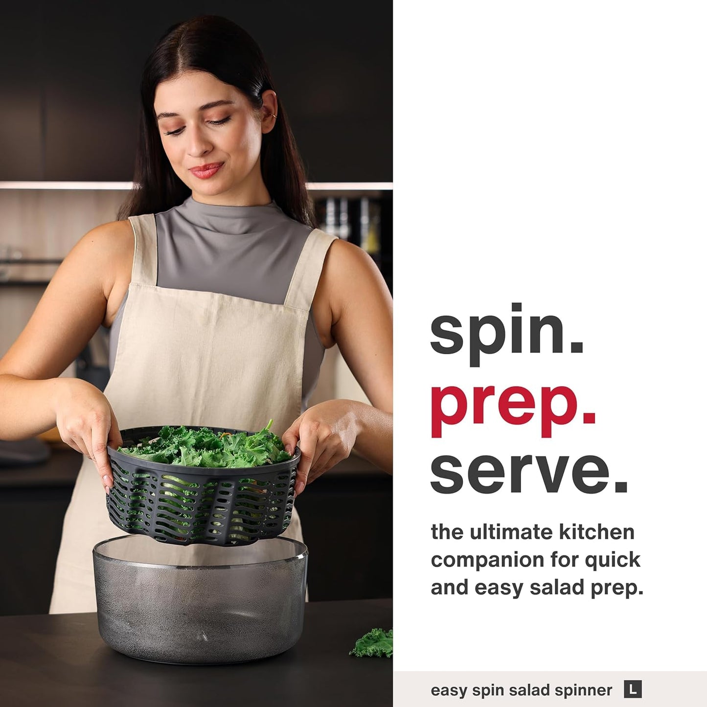 Zyliss Swift Dry Stainless Steel Salad Spinner - Fruit Cleaner & Lettuce Spinner with Push Pump - Non-Slip Bowl - Dishwasher Safe - Small