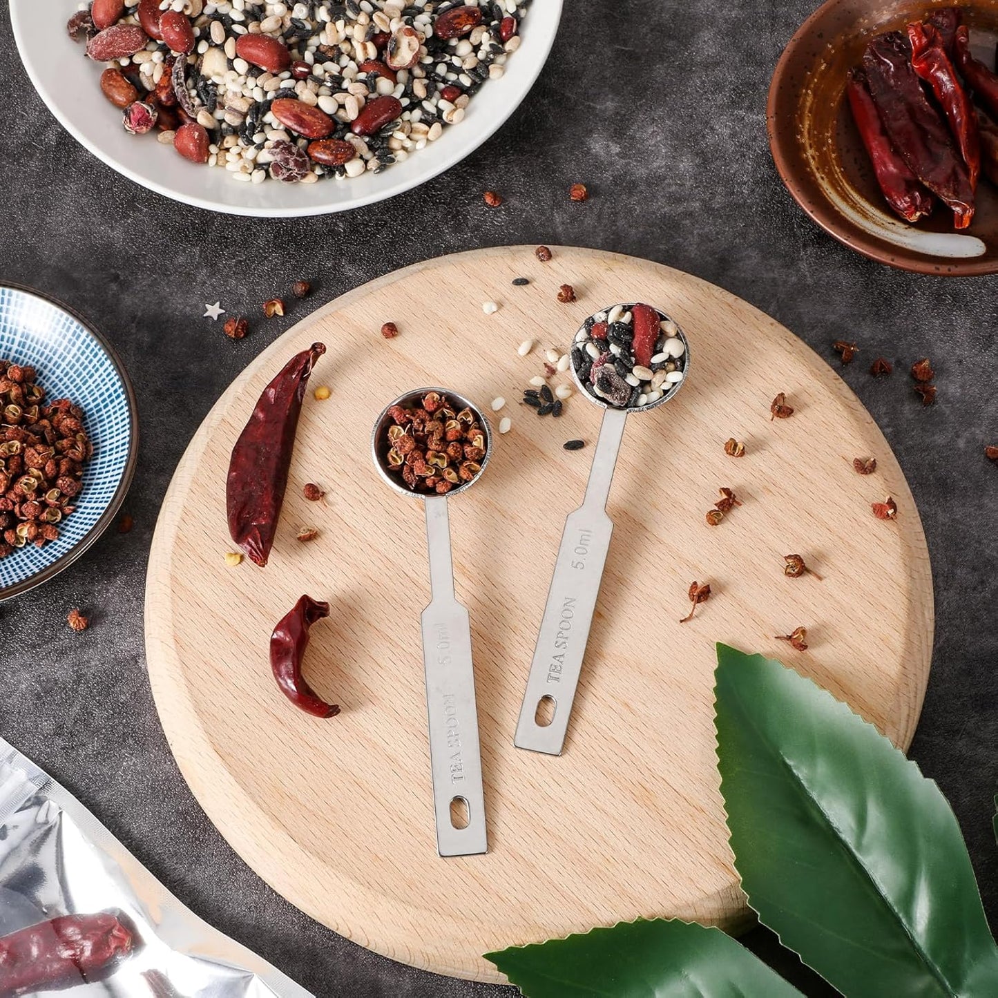 2 PCS Teaspoon Measuring Spoon Set Stainless Steel Single Tablespoon Measuring Spoon Metal Long Handle Measuring Spoons, Kitchen Gadgets for Cooking & Baking (1/3 tbsp | 5 ml |5 cc| 1/6 oz)