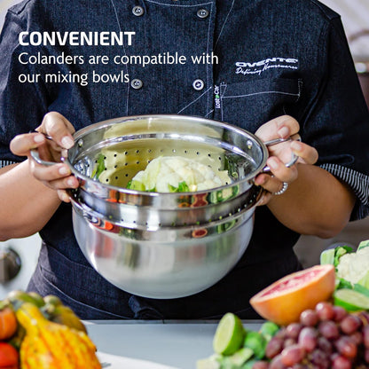 OVENTE Mixing Bowl Set with Lids, 3-Piece Stainless Steel Nesting Bowls for Easy Food Storage, Stackable Design, Kitchen Essential for Baking, Cooking and Prepping, Size 5, 3.5, 1.5QT, Silver BM46333S