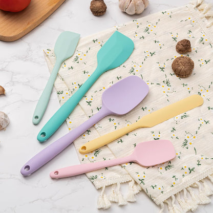 Silicone Spatula Set, 5 Piece Food Grade Rubber Spatulas for Baking, Cooking, and Mixing High Heat Resistant Non Stick Dishwasher Safe BPA-Free (Multicolor)
