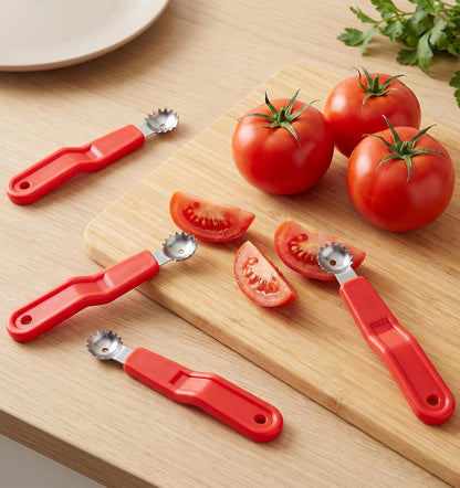 5 Pcs Tomato Corer Tool, Stainless Steel Tomato Corer, Multi-Purpose Strawberry Corer with Plastic Handle for Fruit Stem Remover Kitchen Tool