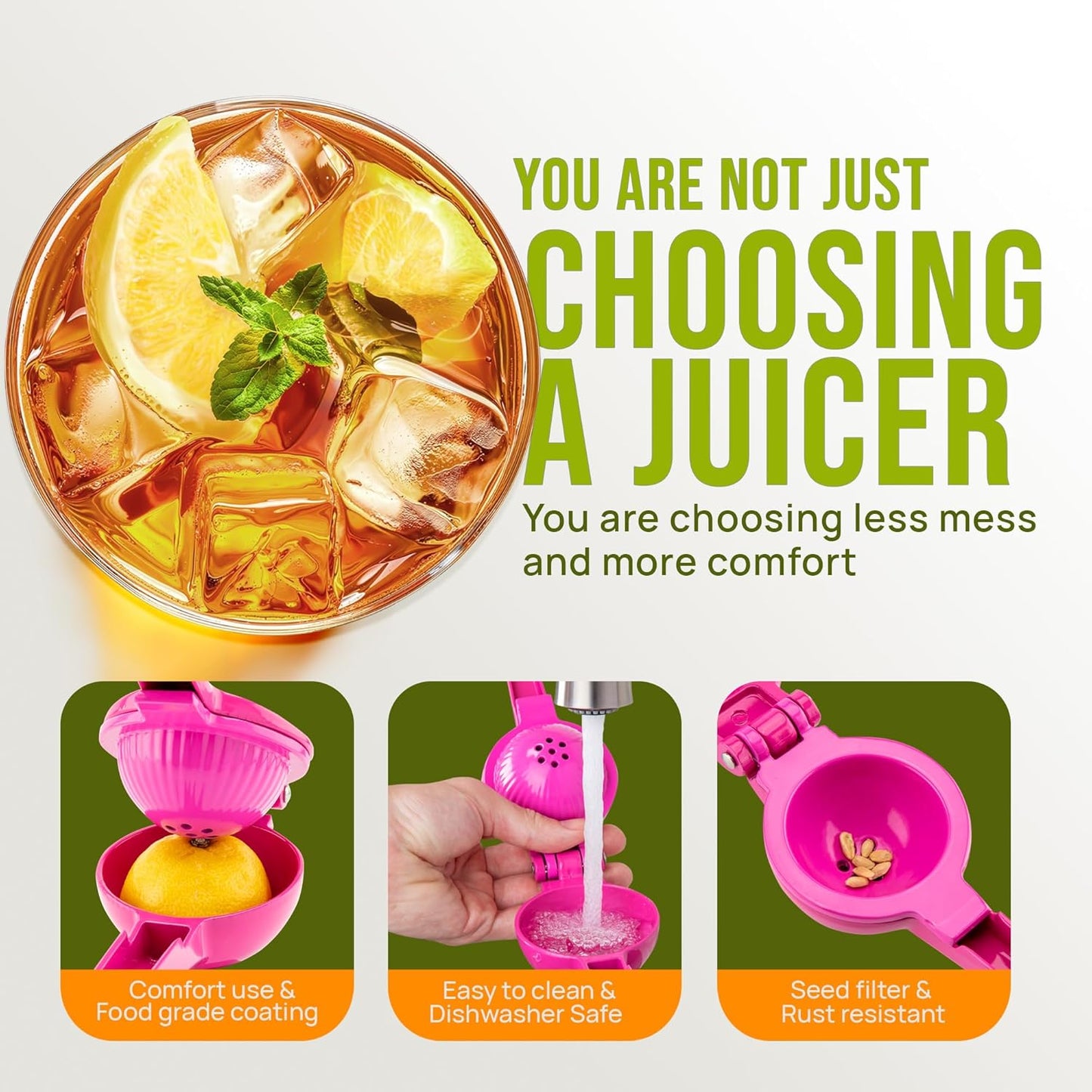 Zulay Kitchen Metal 2-in-1 Lemon Squeezer - Sturdy Max Extraction Hand Juicer Lemon Squeezer Gets Every Last Drop - Easy to Clean Manual Citrus Juicer - Easy-Use Lemon Juicer Squeezer - Yellow/Green