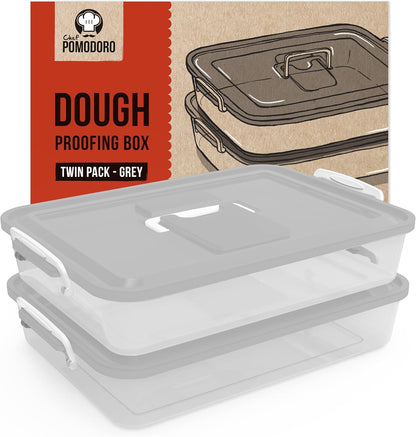 Chef Pomodoro Pizza Dough Proofing Box, 14 x 11-Inch, Preparation Container with Lid, Fits 4-6 Proofing Balls, Household Pizza and Bread Dough Tray With Convenient Carry Handle (Blue)