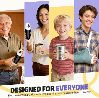 Handsfree One Touch Electric Can Opener, Smooth Edge Automatic Can Opener Fits All Can Sizes, Handheld Battery Operated Easy and Safe Kitchen Gadget for Seniors with Arthritis