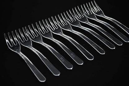Loreso Plastic 50CT Mini Clear Dessert Spoons For Miniature Dessert Cups, Tasting Party, Sampling, Ice Cream, Small Catering Supplies - Reusable BPA Free Pack of 50