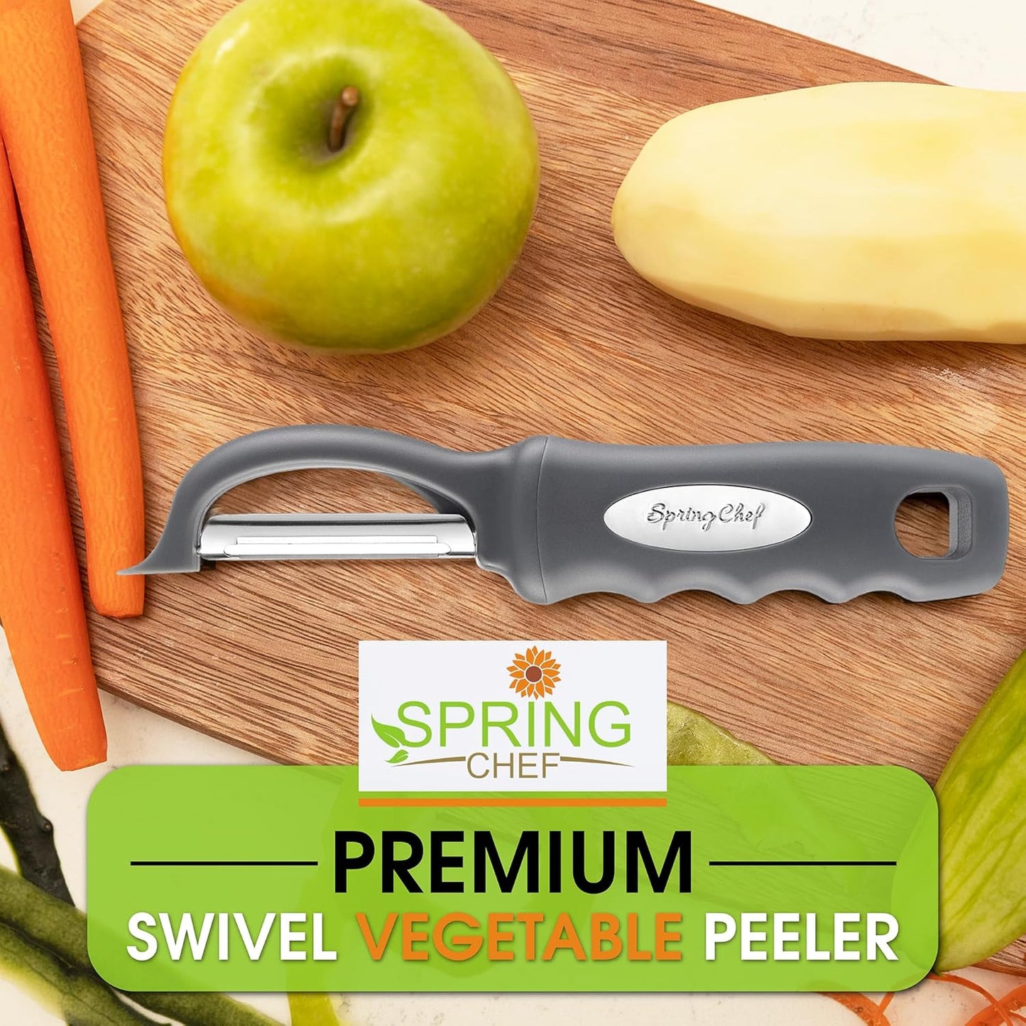 Spring Chef Premium Swivel Vegetable Peeler, Soft Grip Handle and Ultra Sharp Stainless Steel Blades - Perfect Kitchen Peeler For Veggie, Fruit, Potato, Carrot, Apple - Pink Lemonade