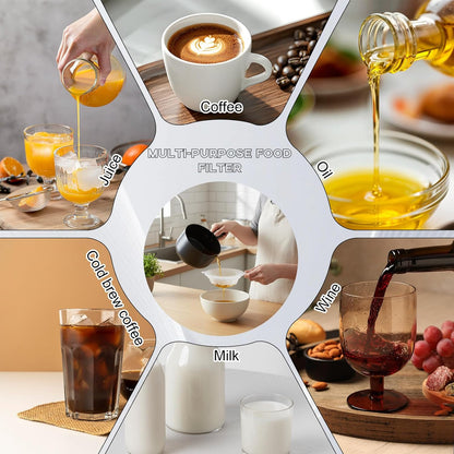 200 Mesh Food Filter Strainer, 5.4 Inch Nylon Mesh Strainer Plastic Sieve Fine Meshs for Filtering Juice, Oils, Wine, Soy Milk Honey Cheese Whey Grease, White