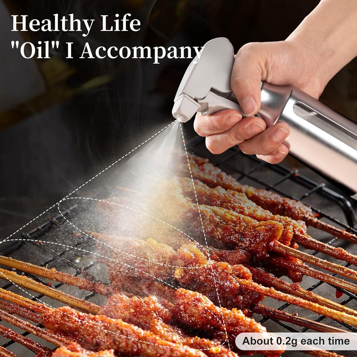 Oil Sprayer for Cooking,Stainless Steel Olive Oil Mister for Air Fryer Black Nozzel Dispenser Bottles Fat Reduction Glass Oil Control Spray Pot 6.35oz(180ml) Capacity