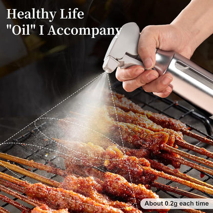 Oil Sprayer for Cooking,Stainless Steel Olive Oil Mister for Air Fryer Black Nozzel Dispenser Bottles Fat Reduction Glass Oil Control Spray Pot 6.35oz(180ml) Capacity