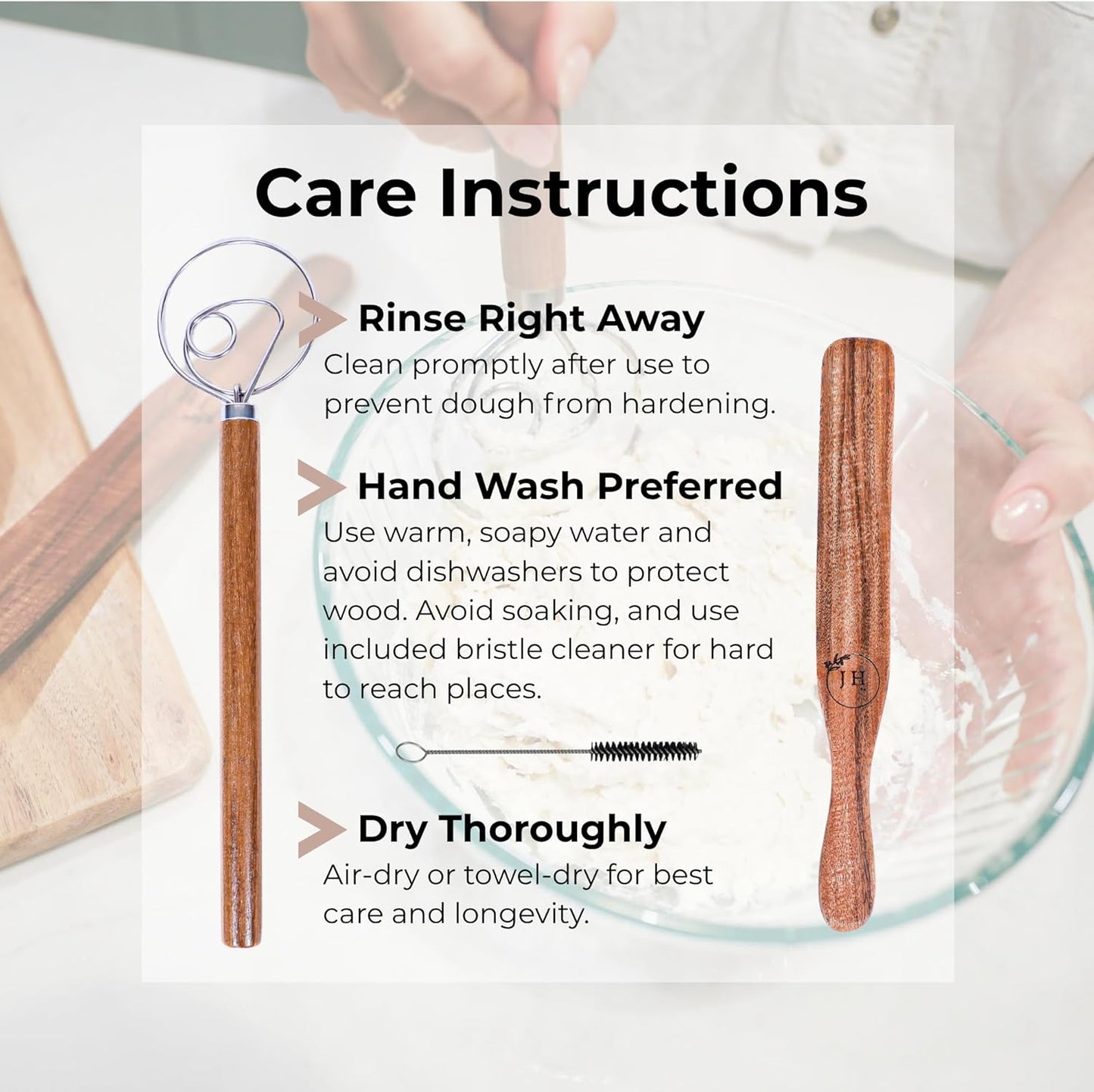 Dutch Dough Whisk & Teak Spurtle Set; Premium Stainless Steel Sourdough Whisk, Wooden Starter Jar Spatula; Sourdough Bread Baking Supplies for Home Bakers; BPA-Free, Bread Making Tools