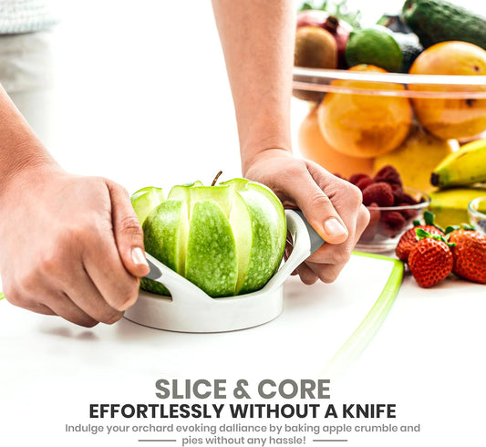 Utopia Kitchen Apple Corer and Slicer Fruit Cutter Apple Divider Wedger Stainless Steel Slicer for Fruits and Vegetables Ergonomic Handle Easy Grip 8 Sharp Blades Grey