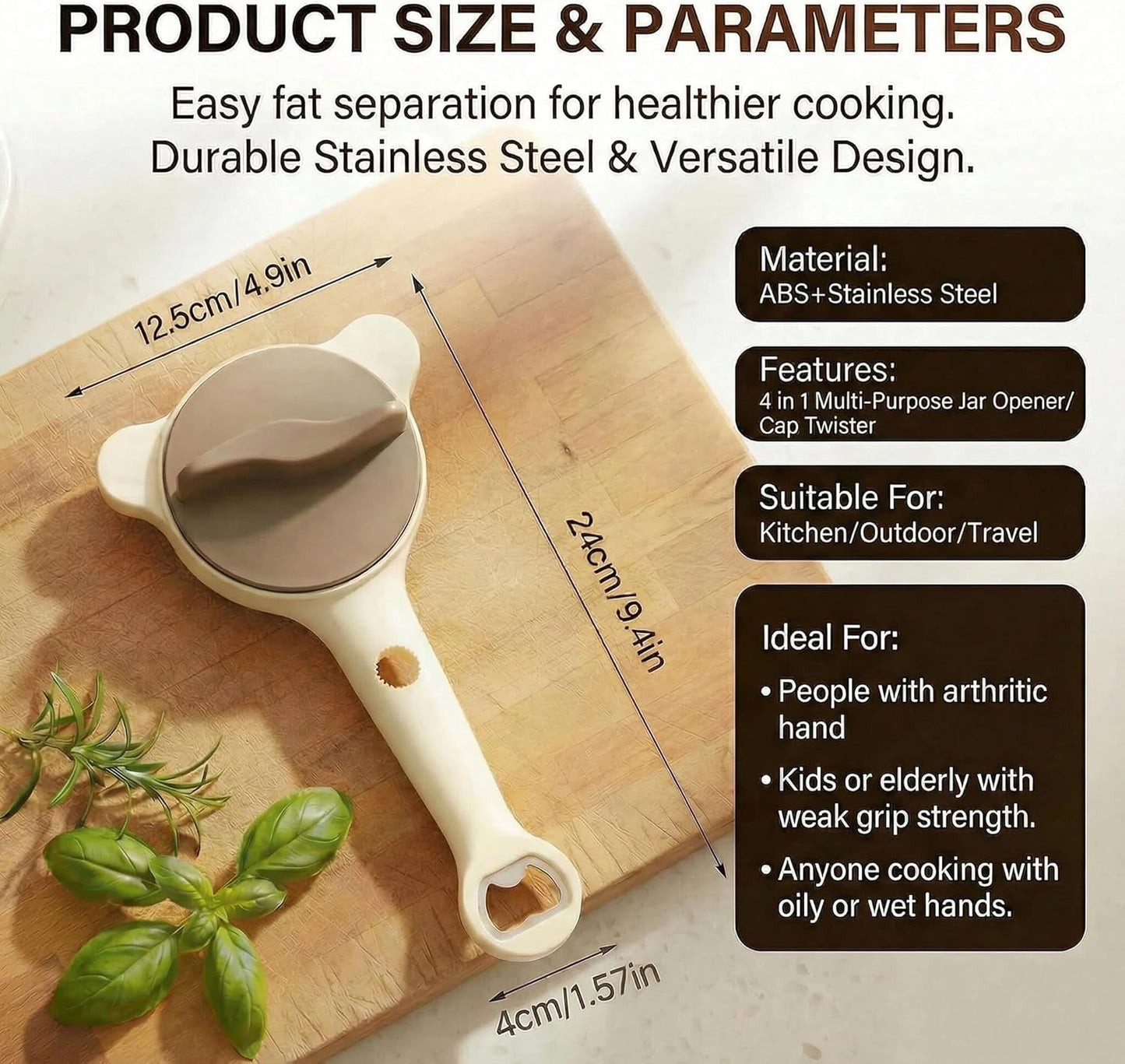 Lid Opener Jar openers for seniors – Stainless Steel Adjustable Lid Remover, Easy Grip Handle Jar Opener for Seniors with Arthritis, Fits Jars, Bottles & Cans, Mothers Day Gifts – New Kitchen Gadgets