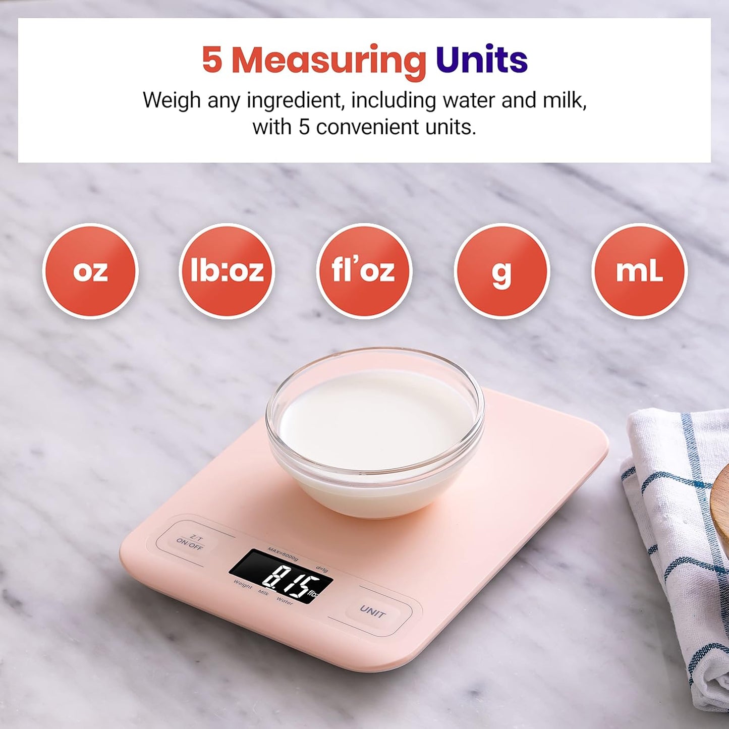 Etekcity Smart Food Kitchen Scale with Nutritional Calculator, Free App with 19 Nutrients Tracking, Calorie, Marco, Digital grams and ounces for weight loss, Premium Stainless Steel, 11lb