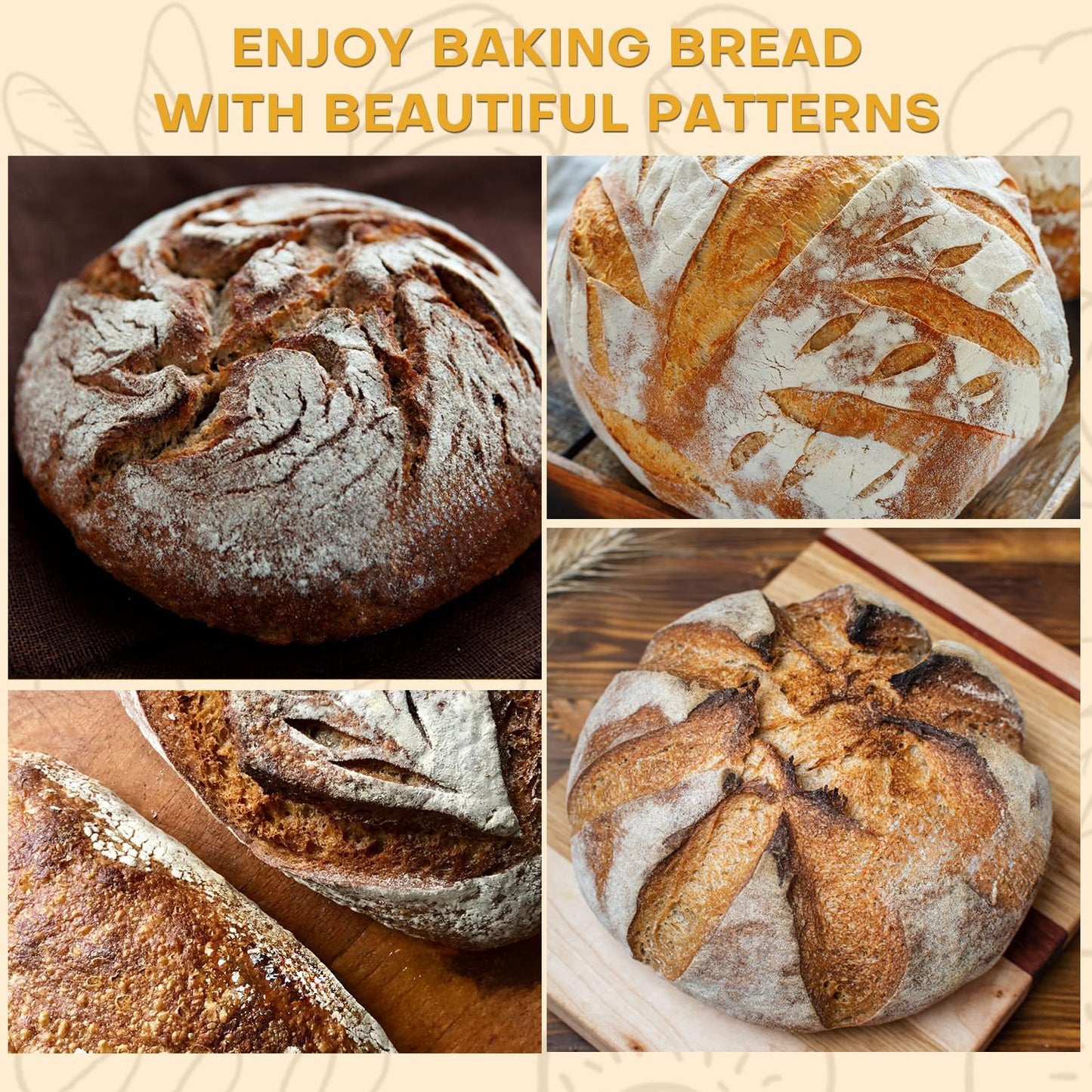 Sourdough Starter Kit, Sourdough Kit Include Banneton Proofing Basket, Sourdough Starter Jar, Bread Lame, Dough Scraper, Dough Whisk Scraper and Silicone Bread Sling