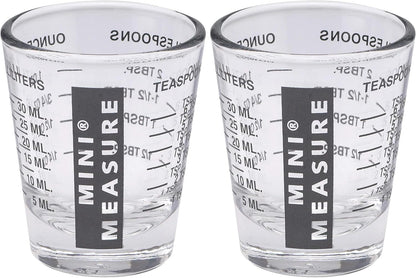Kolder Mini Measure Heavy Glass, 20-Incremental Measurements Multi-Purpose Liquid and Dry Measuring Shot Glass, White