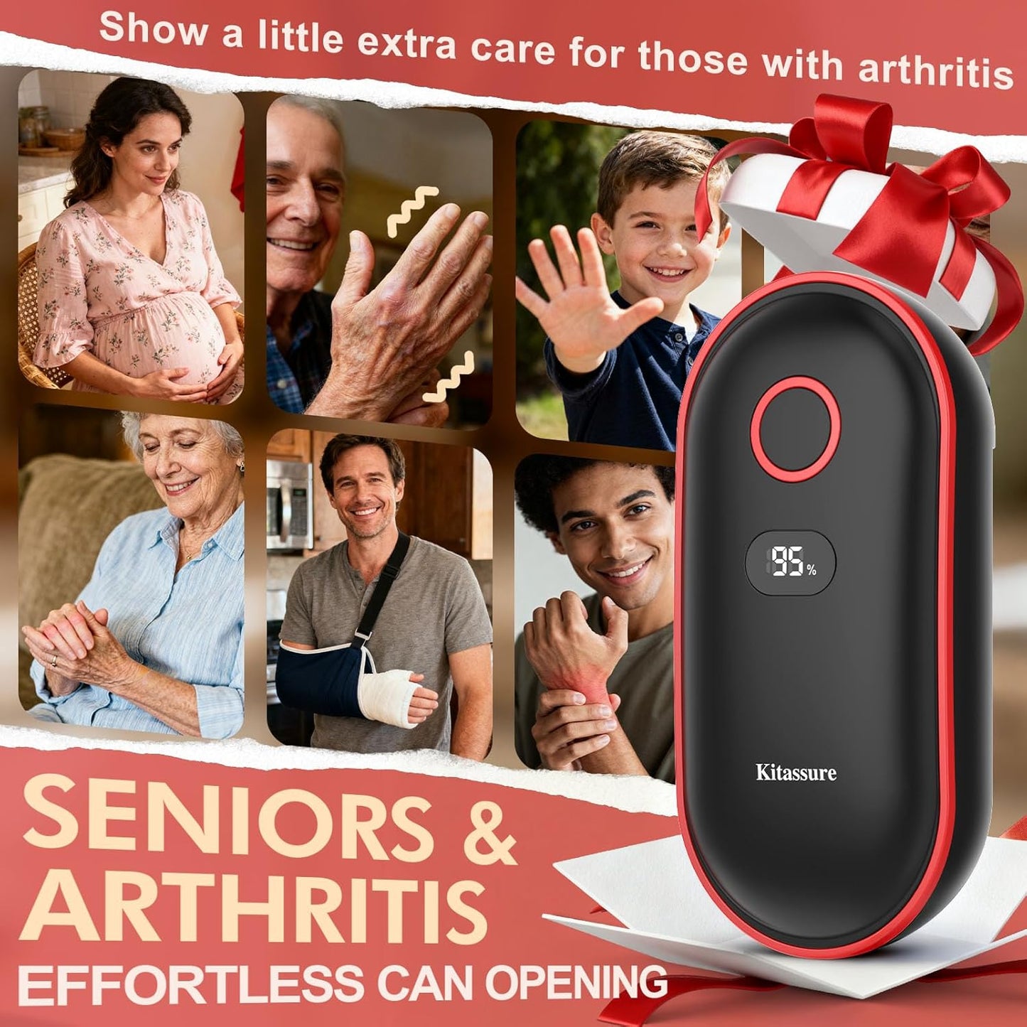 Handsfree Smart Touch Rechargeable Electric Can Opener Easy Flex Side Cut All Can Sizes with LED Display and Smooth Edge Safety for Arthritis & Seniors, Auto Kitchen Christmas Gifts (Black)