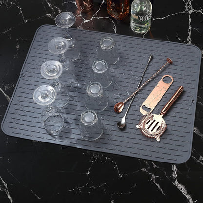 To encounter Silicone Dish Drying Mat - Extral Large 24" x 18" - Set of 2 Flexible Rubber Drying Mat, Heat Resistant Silicone Trivet, Countertop Mat, Dish Draining Mat, Sink Mat