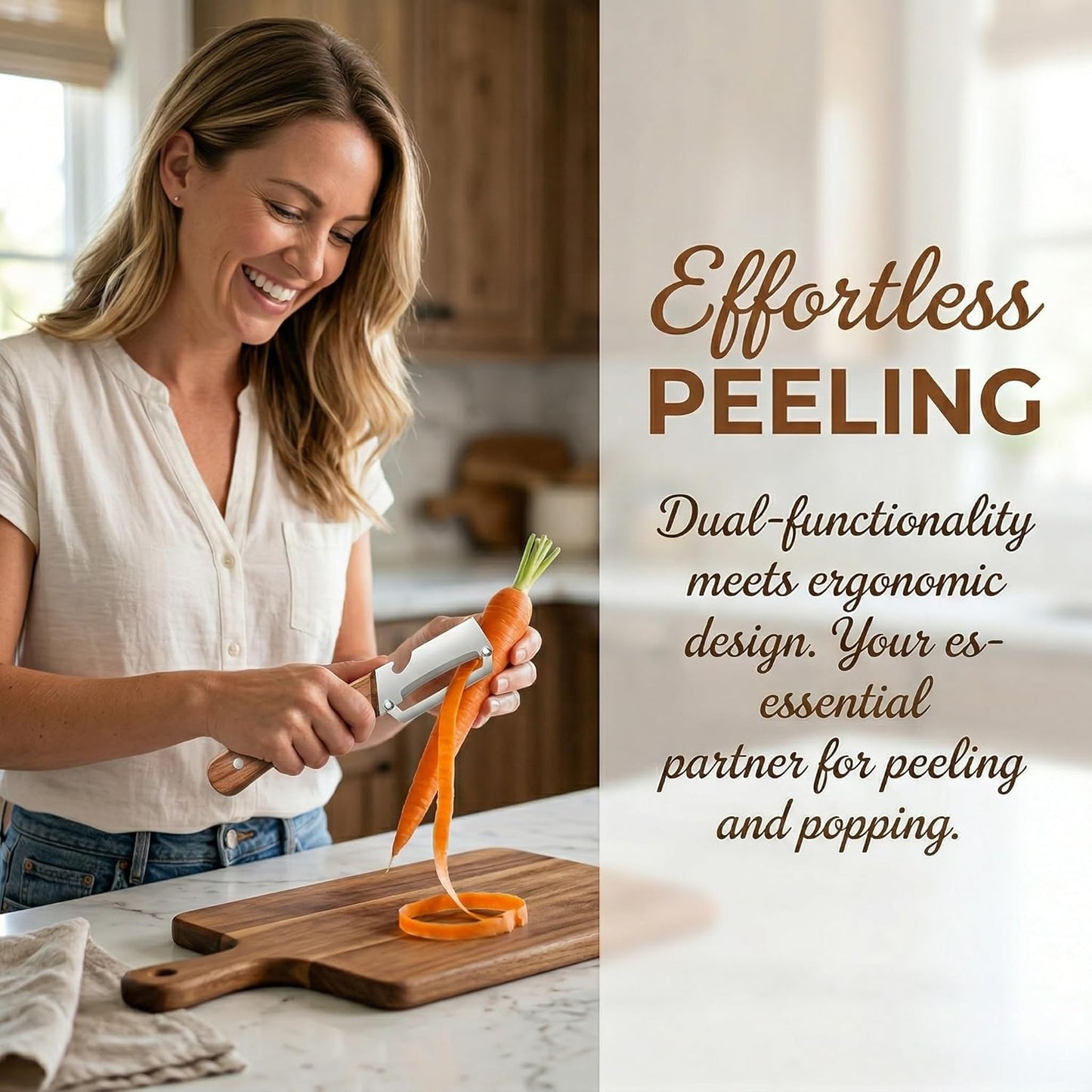 2026New Multi-function Vegetable Peeler, Kitchen Multi-function Stainless Steel Thickened Fruit Peeler Knife with Wooden Handle 2-1Suitable for Peeling Vegetable Fruits (2PCS)